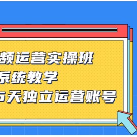 短视频运营实操班，0-1系统教学，7-15天独立运营账号