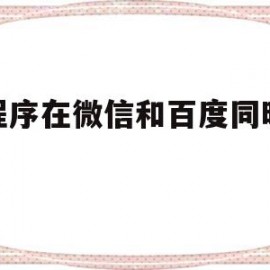 小程序在微信和百度同时发布(微信小程序和百度小程序的区别)