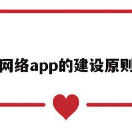 网络app的建设原则(网络app的建设原则包括)