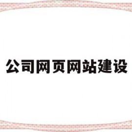 公司网页网站建设(公司网站建站)