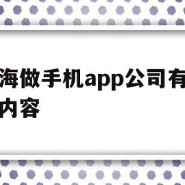 上海做手机app公司有哪些内容的简单介绍