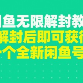 闲鱼无限解封教程，解封后即可获得一个全新闲鱼号，一单80到180