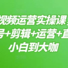 短视频运营实操课，一部手机，账号+剪辑+运营+直播，从小白到大咖