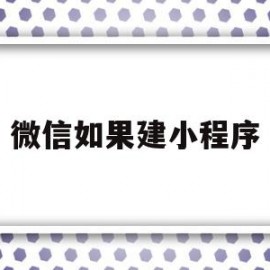 微信如果建小程序(微信如果建小程序会怎么样)