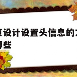 包含网页设计设置头信息的方法有哪些的词条