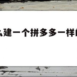 怎么建一个拼多多一样的网站(怎么建一个拼多多一样的网站呢)