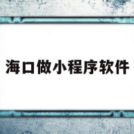 海口做小程序软件(海南小程序开发公司)