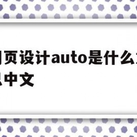 网页设计auto是什么意思中文的简单介绍