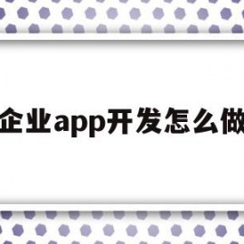 企业app开发怎么做(企业app开发怎么做分析)