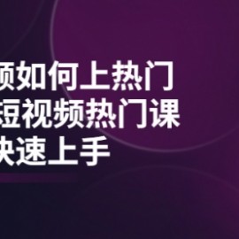 短视频如何上热门，突破播放量卡在500的限制，新手快速上手（28节课）