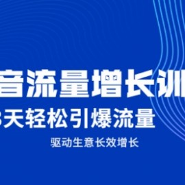 抖音流量增长训练营，3天轻松引爆流量，驱动生意长效增长