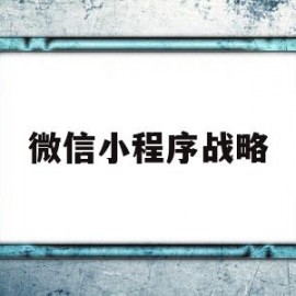 微信小程序战略(微信小程序战略家营地添加不上)