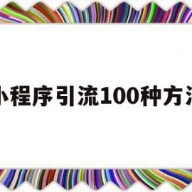 小程序引流100种方法(小程序引流100种方法视频)