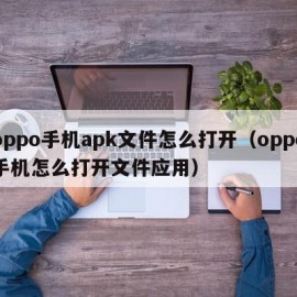 oppo手机apk文件怎么打开（oppo手机怎么打开文件应用）