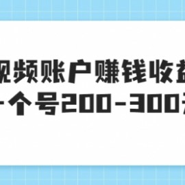 某599元收费培训：卖中视频账户赚钱收益项目 一个号200-300元（13节完整版)