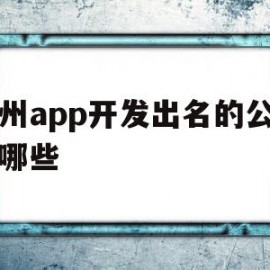 郑州app开发出名的公司有哪些(郑州app开发出名的公司有哪些公司)