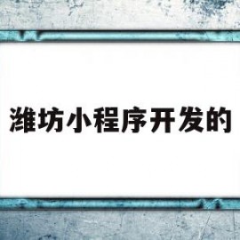 潍坊小程序开发的(小程序开发公司哪家好,戳这里免费报价!)