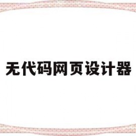 无代码网页设计器(无代码网页设计器是什么)