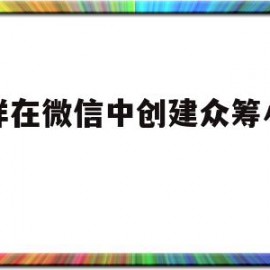 怎样在微信中创建众筹小程序(微信如何发起众筹)