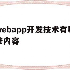 webapp开发技术有哪些内容(web应用开发主要是开发什么内容)