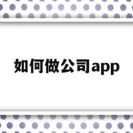 如何做公司app(如何做公司组织架构图)