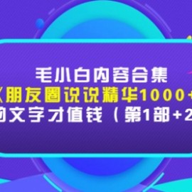 毛小白内容合集《朋友圈说说精华1000+》好的文字才值钱（第1部+2部）