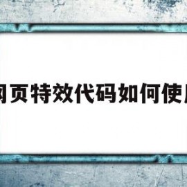 网页特效代码如何使用(网页特效代码如何使用手机)