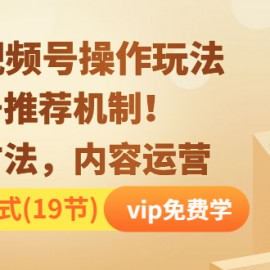 微信视频号操作玩法，视频号推荐机制+涨粉方法+内容运营+变现