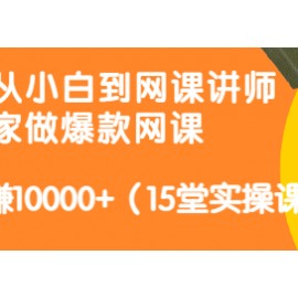 从0到1从小白到网课讲师：在家做爆款网课，每月多赚10000+（15堂实操课）