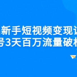 0基础新手短视频变现训练营：新号3天百万流量破权重