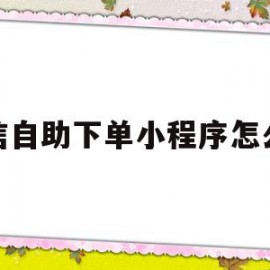 微信自助下单小程序怎么做(扫码点餐微信小程序怎么样开通)