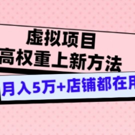 虚拟项目高权重上新方法，月入5万+店铺都在用（实战）