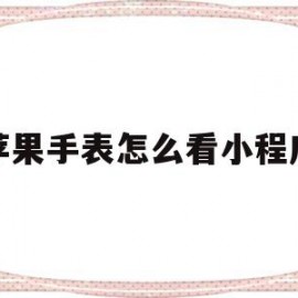 苹果手表怎么看小程序(苹果手表怎么看小程序内容)