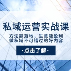 私域运营实战课：方法能落地，生意能盈利，做私域不可错过的好内容