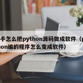 新手怎么把python源码做成软件（python编的程序怎么变成软件）