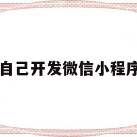 自己开发微信小程序(自己开发微信小程序难吗)