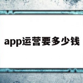 app运营要多少钱(app运营要多少钱一年)