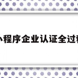 小程序企业认证全过程(小程序企业认证审核需要多长时间)