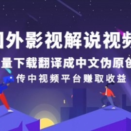 国外影视解说视频，批量下载翻译成中文伪原创，传中视频平台赚取收益