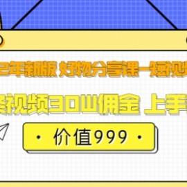 2022年新版 好物分享课-短视频带货：单条视频30W佣金 上手容易（价值999）