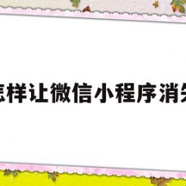 怎样让微信小程序消失(怎样让微信小程序消失掉)