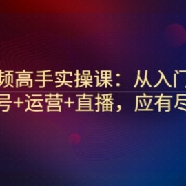 短视频高手实操课：从入门到精通，账号+运营+直播，应有尽有！