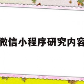 微信小程序研究内容(微信小程序研究内容怎么写)