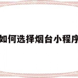 如何选择烟台小程序(如何选择烟台小程序购物)