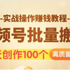 视频号批量运营实战操作赚钱教程，让你一天创作100个高质量视频