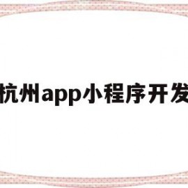 杭州app小程序开发(杭州小程序app软件开发)