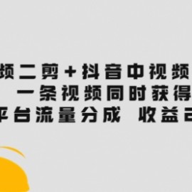 视频二剪+抖音中视频项目：一条视频获得3个平台流量分成 收益250%