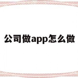 公司做app怎么做(怎么做app推广和宣传)