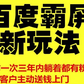 雨果最新：【百度霸屏新玩法】疯狂截流吸粉，操作简单，操作一次，三年躺着收粉