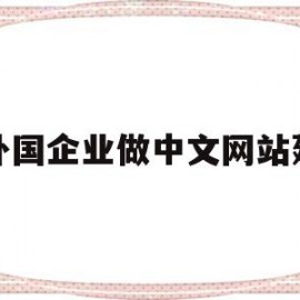 为外国企业做中文网站建设(为外国企业做中文网站建设方案)